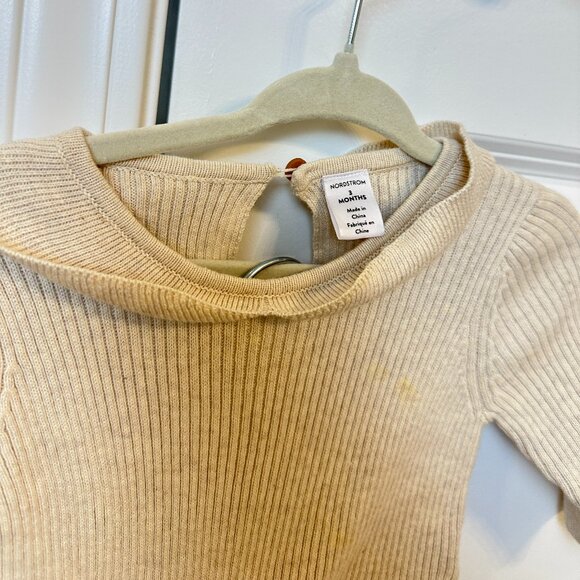 NORDSTROM Collared Sweater & Leggings Set in Oatmeal Size 3 Months - Picture 3 of 4